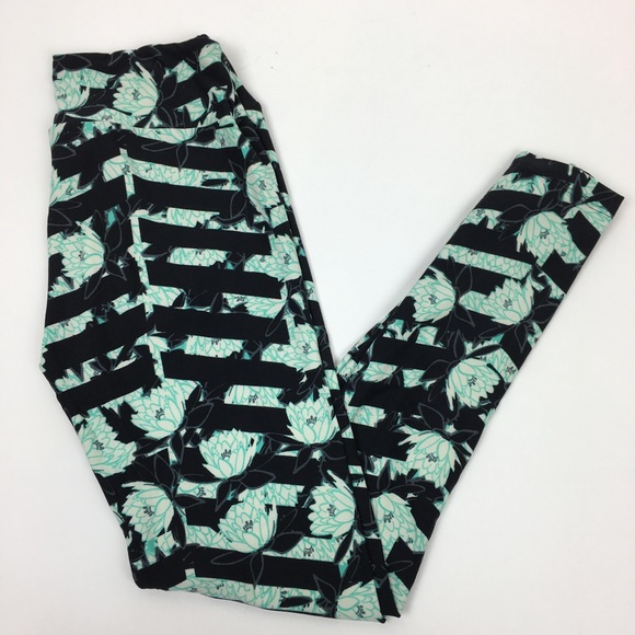 LuLaRoe Pants - New Lularoe One Sz OS leggings Floral Striped 2-12